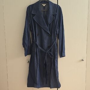 NWOT Navy Double-Breasted Trench Coat